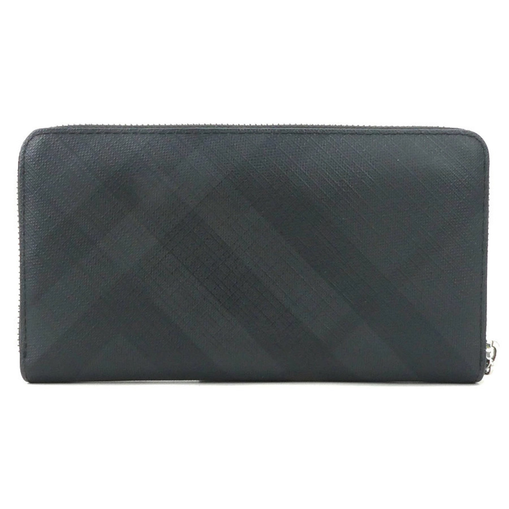 Burberry Wallet Round Long Canvas Zip Black